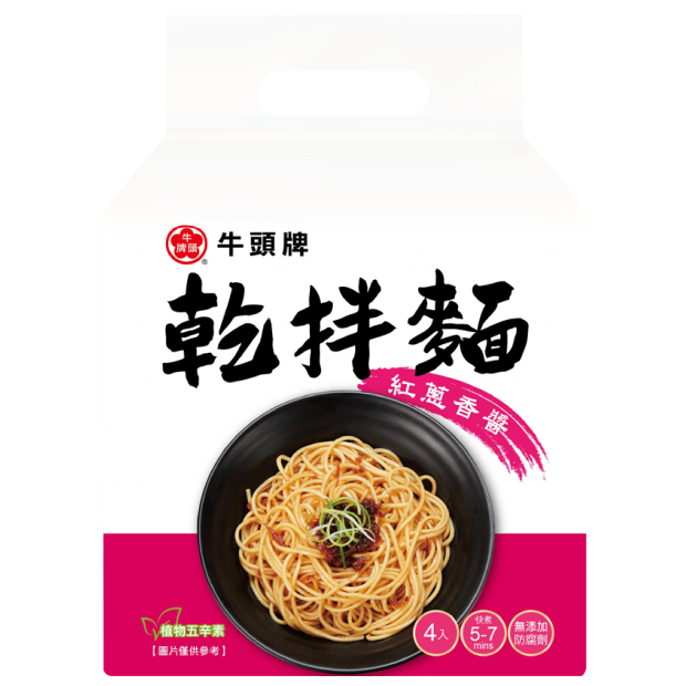 Bull Head Brand Dry Noodle Shallot Flavor 432g 牛頭牌乾拌麵紅蔥香醬