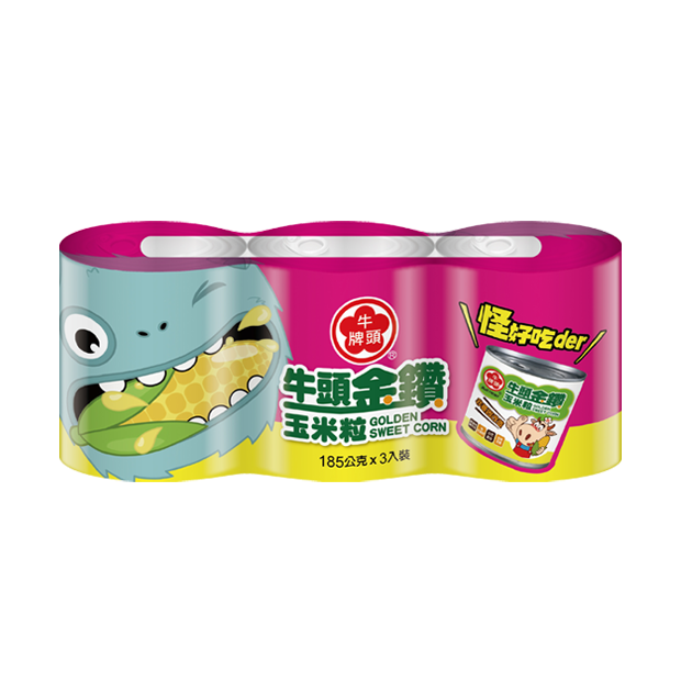牛頭金鑽玉米粒易開罐185g-3入組
